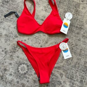 Vuori Red Bikini Swim Set with Cheeky Cut